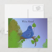 Blauwe vogel op een Tak Nieuw Adres Aankondigingskaart (Voorkant / Achterkant)