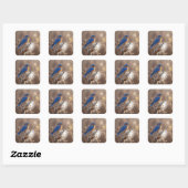 Blauwe Vogel op een Zijdeplantpeul Vierkante Sticker (Vel)