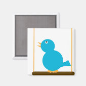 Blauwe vogel op een zitmagneet magneet (Voorkant / Achterkant)