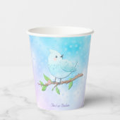 Blauwe Vogel Papier Cups Papieren Bekers (Achterkant)