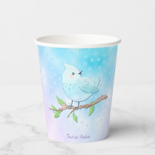Blauwe Vogel Papier Cups Papieren Bekers (Achterkant)