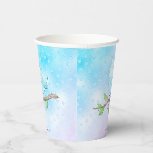 Blauwe Vogel Papier Cups Papieren Bekers (Rechts)
