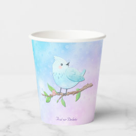 Blauwe Vogel Papier Cups Papieren Bekers