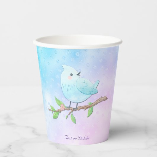 Blauwe Vogel Papier Cups Papieren Bekers (Voorkant)