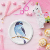Blauwe vogel papieren bordje (Feest)