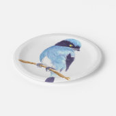 Blauwe vogel papieren bordje (Gekanteld)