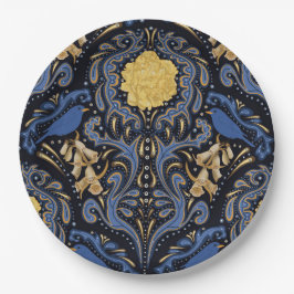 Blauwe vogel papieren bordje