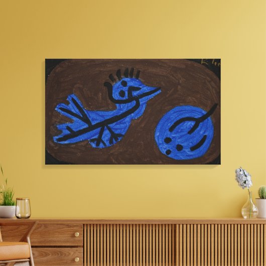 Blauwe vogel pompoen - Paul Klee 1939 Canvas Afdruk (Insitu (Woonkamer))