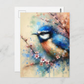Blauwe vogel, Postcrossing Briefkaart (Voorkant / Achterkant)