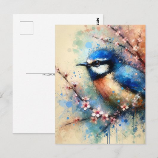Blauwe vogel, Postcrossing Briefkaart (Voorkant / Achterkant)