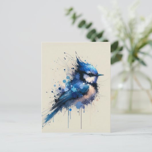 Blauwe vogel, Postcrossing Briefkaart (Staand voorkant)