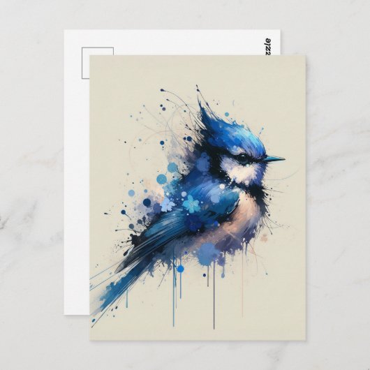 Blauwe vogel, Postcrossing Briefkaart (Voorkant / Achterkant)