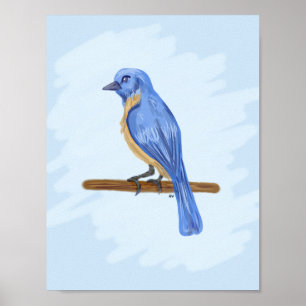 Blauwe vogel poster