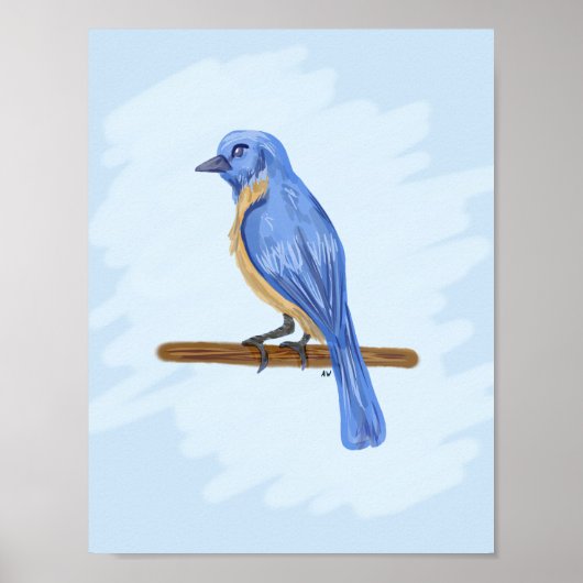 Blauwe vogel poster (Voorkant)
