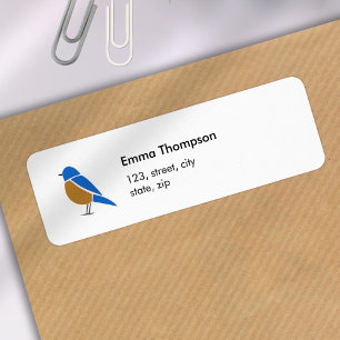 Blauwe Vogel Retouradreslabel Minimalistische Illu Etiket