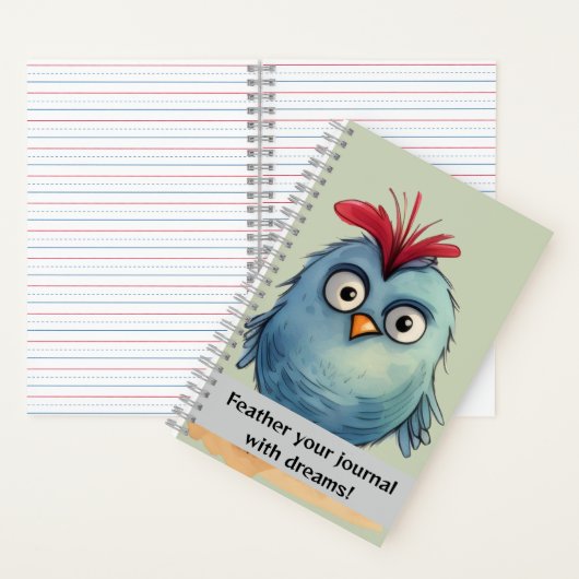 Blauwe vogel Rode veren op hoofd Notitieboek (Binnen)