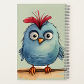 Blauwe vogel Rode veren op hoofd Notitieboek (Achterkant)