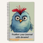 Blauwe vogel Rode veren op hoofd Notitieboek (Voorkant)