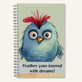 Blauwe vogel Rode veren op hoofd Notitieboek
