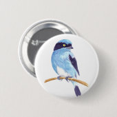 Blauwe vogel ronde button 5,7 cm (Voorkant /achterkant)