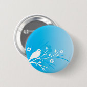 Blauwe vogel ronde button 5,7 cm (Voorkant /achterkant)