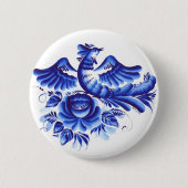 Blauwe vogel ronde button 5,7 cm (Voorkant)