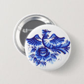 Blauwe vogel ronde button 5,7 cm (Voorkant /achterkant)