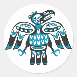 blauwe vogel ronde sticker