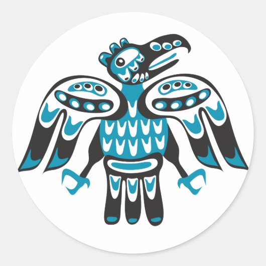 blauwe vogel ronde sticker (Voorkant)