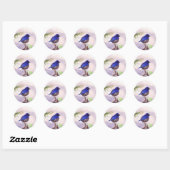 Blauwe vogel ronde sticker (Vel)