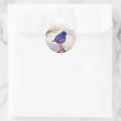 Blauwe vogel ronde sticker (Tas)