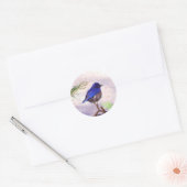 Blauwe vogel ronde sticker (Envelop)
