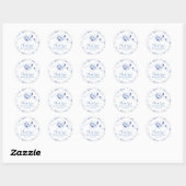 Blauwe Vogel Roos Chinoiserie Bloemig Ronde Sticker (Vel)