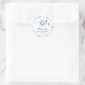 Blauwe Vogel Roos Chinoiserie Bloemig Ronde Sticker (Tas)