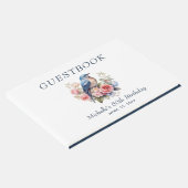 Blauwe Vogel Roze Bloemen 50ste Verjaardag Gastenboek (Hoek)