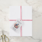 Blauwe Vogel Roze Bloemen Dank Je Cadeaulabel (Met Touw)