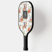 Blauwe vogel & roze bloemenpatroon pickleball paddle (Links)