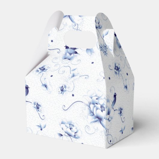 Blauwe Vogel Roze Chinoiserie Bloemig Bedankdoosjes (Achterkant)