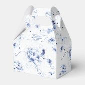 Blauwe Vogel Roze Chinoiserie Bloemig Bedankdoosjes (Voorkant Zijde)