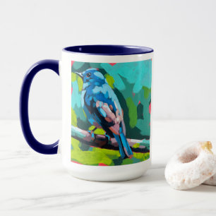 Blauwe Vogel Schilderij - Cadeau voor Vogel Liefhe Mok