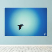 Blauwe vogel serie #7 canvas afdruk (Insitu (Houten vloer))