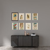 Blauwe Vogel, Set van 8 (2 van 8) Vogelgalerij Muu Poster