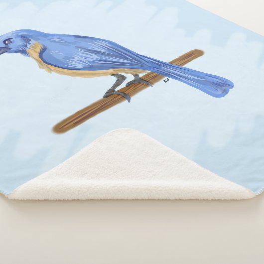 Blauwe vogel sherpa deken (3/4)