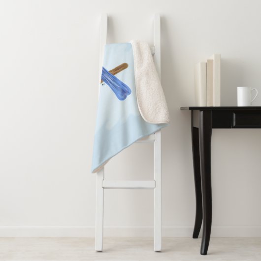 Blauwe vogel sherpa deken (In situ)