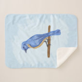 Blauwe vogel sherpa deken (Voorkant (horizontaal))