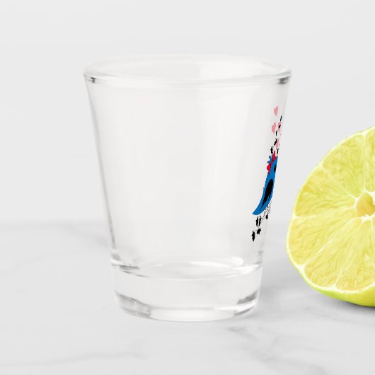 Blauwe vogel shot glas (Links)