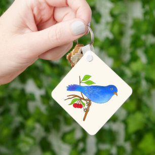 Blauwe vogel sleutelhanger