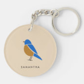 Blauwe Vogel Sleutelhanger | Moderne Minimaal Illu (Achterkant)