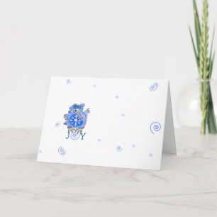 Blauwe Vogel Sneeuwvlok Cartoons Kerstkaart Feestdagen Kaart