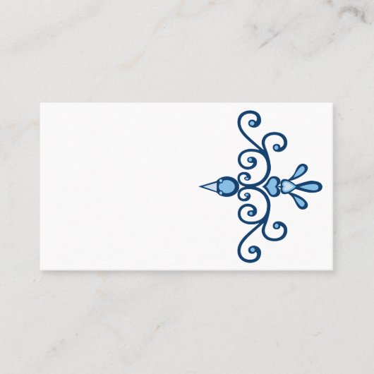 Blauwe vogel stijlvolle scroll kunst en blauwe ran visitekaartje (Voorkant)